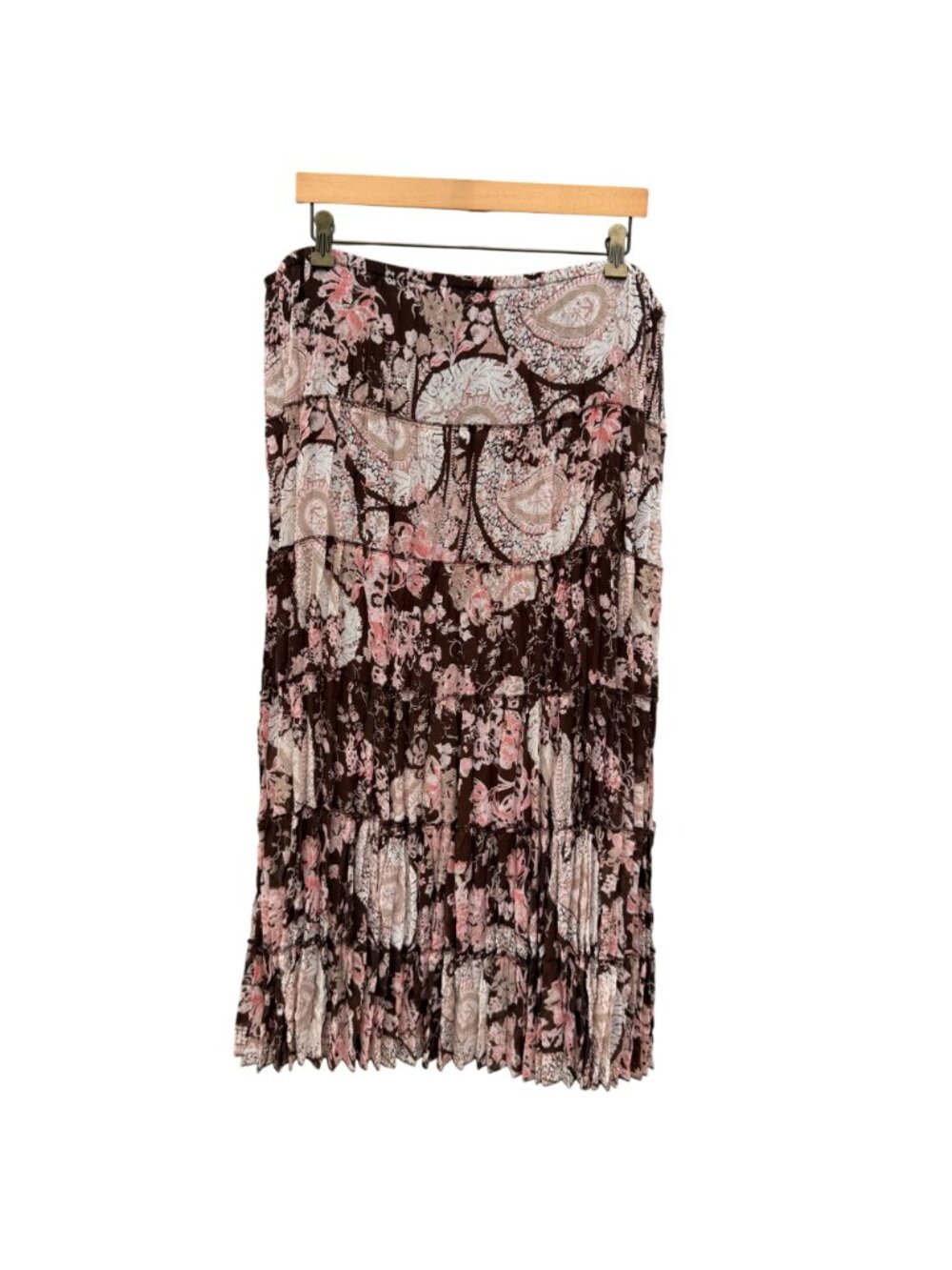 Emma James Tiered Paisley Maxi Skirt 16 Womens Floral Brown Pink Boho Hippie - Picture 6 of 6